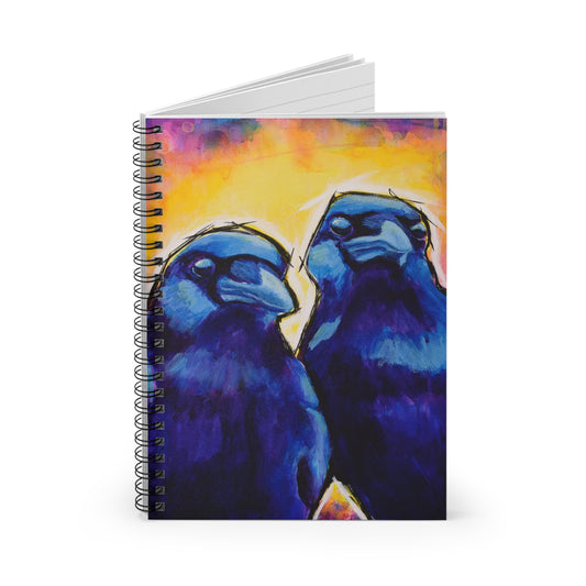 Gossiping Crows - 6x8" Spiral Notebook - Ruled Line